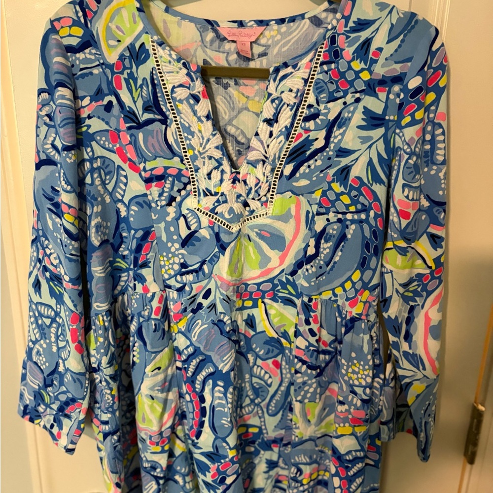 Lilly Pulitzer Blue and Pink Patterned Dress